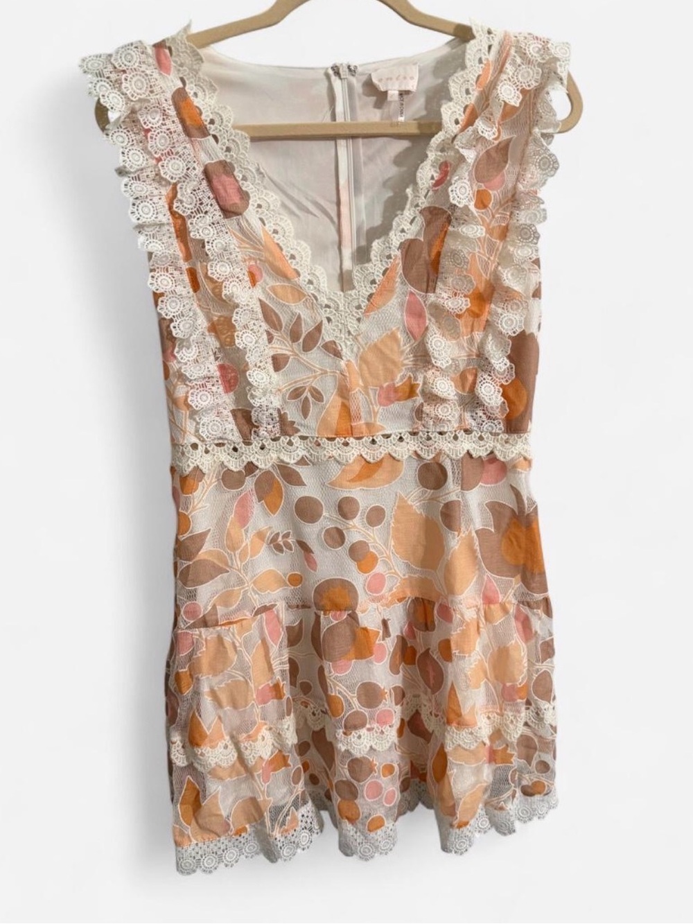 entro Cream Mini Dress with Peach & Tan Floral Print